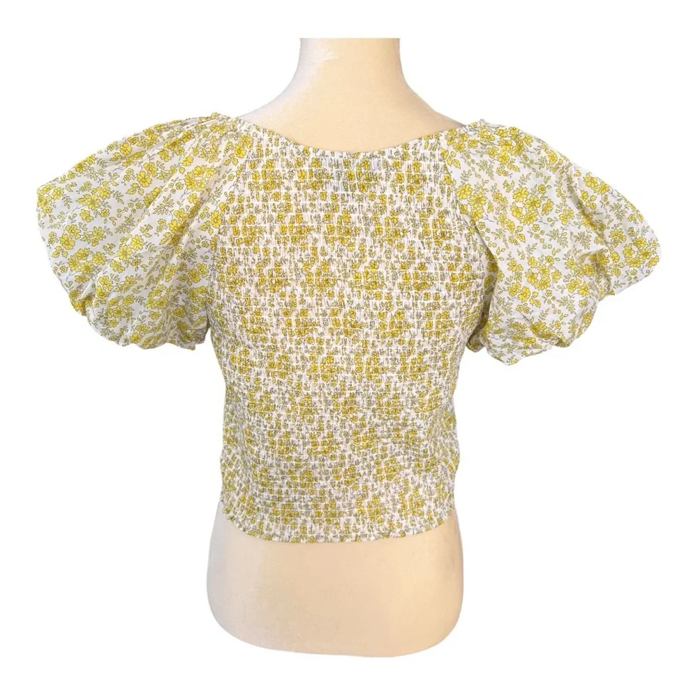 J crew Fitted puff-sleeve top in Liberty Capel fabric size 8 women’s 100% cotton